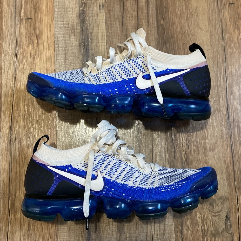 Nike Men's Blue White VaporMax Flyknit Sneakers